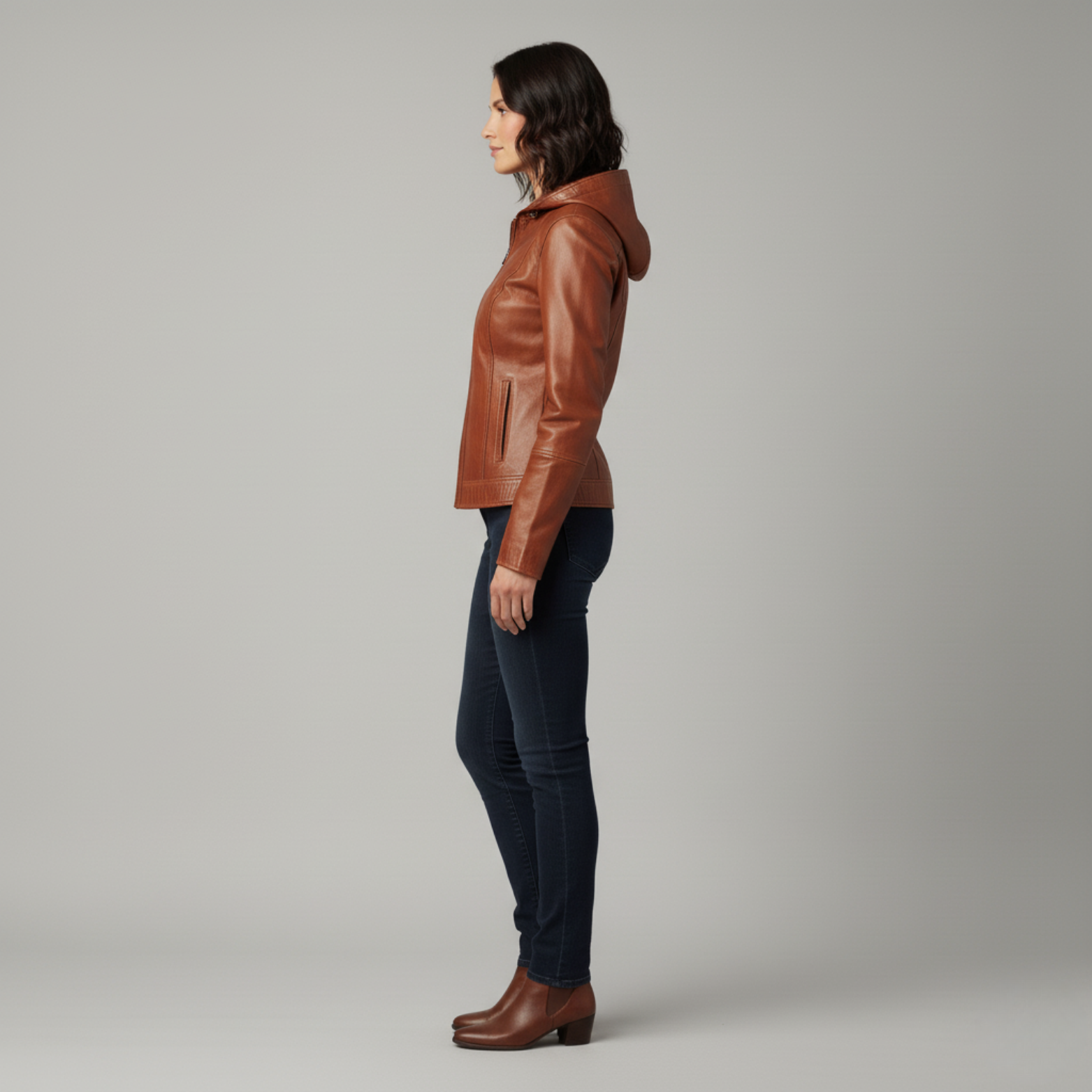 Niora - Women’s leather jacket with hood