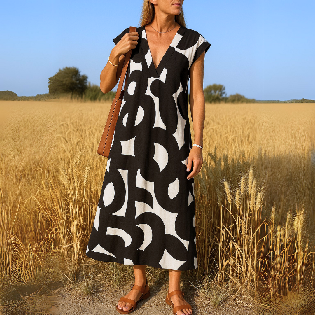 Valerie Women’s V-Neck Dress – Lightweight Printed Dress with Flattering Fit