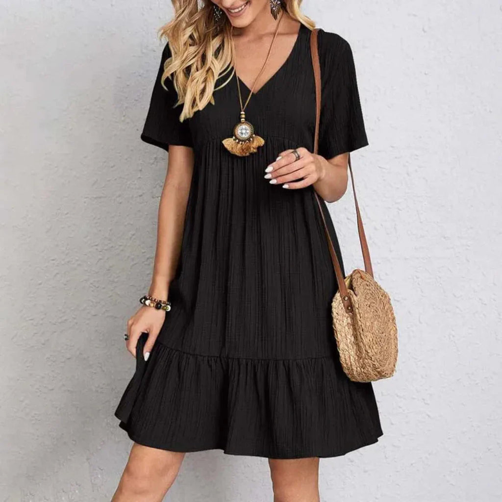 Elsie Women’s Boho Midi Dress – V-Neck A-Line Lightweight Summer Casual Fit