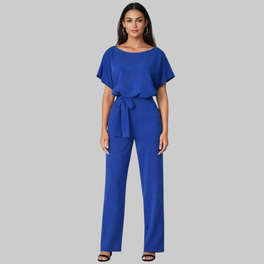 Hannah Women’s Jumpsuit – Slim Top Wide Leg Lace-Up Waist Elegant Casual Chic Fit
