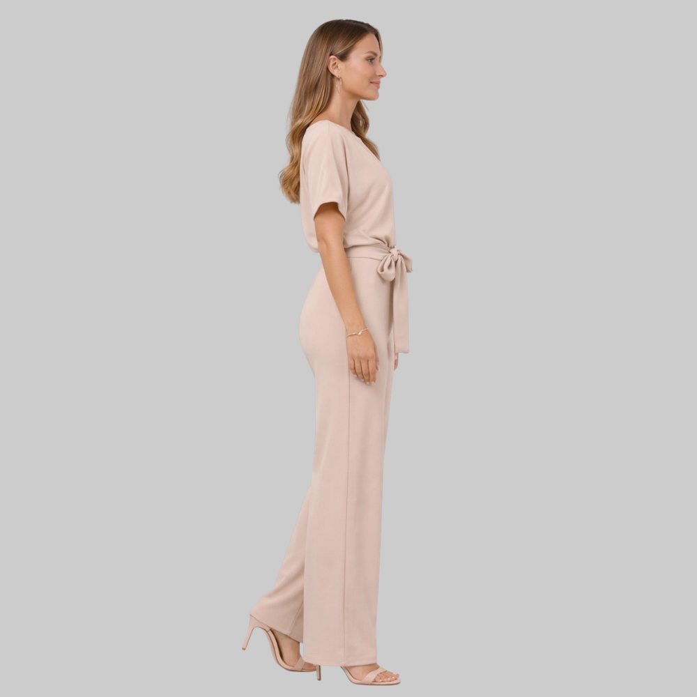 Hannah Women’s Jumpsuit – Slim Top Wide Leg Lace-Up Waist Elegant Casual Chic Fit
