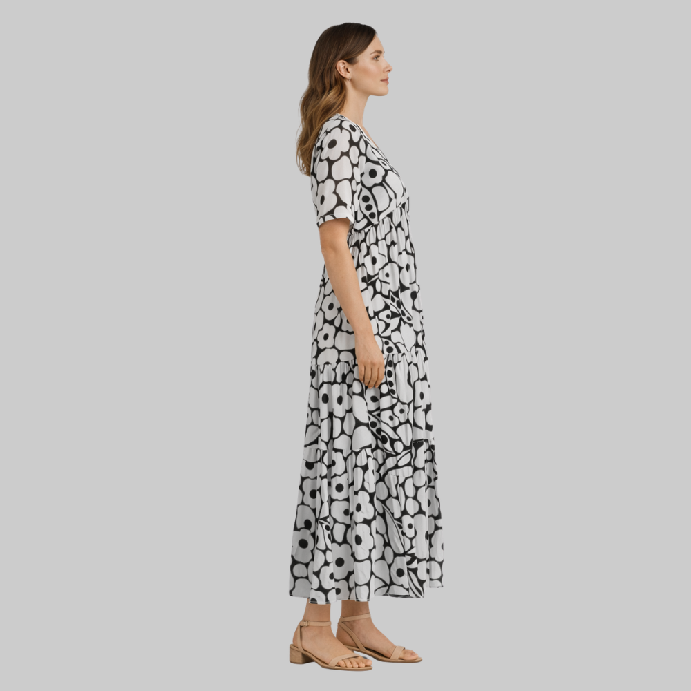 Nimfa Women’s Summer Dress – Lightweight V-Neck Breathable Casual Elegant Loose Fit