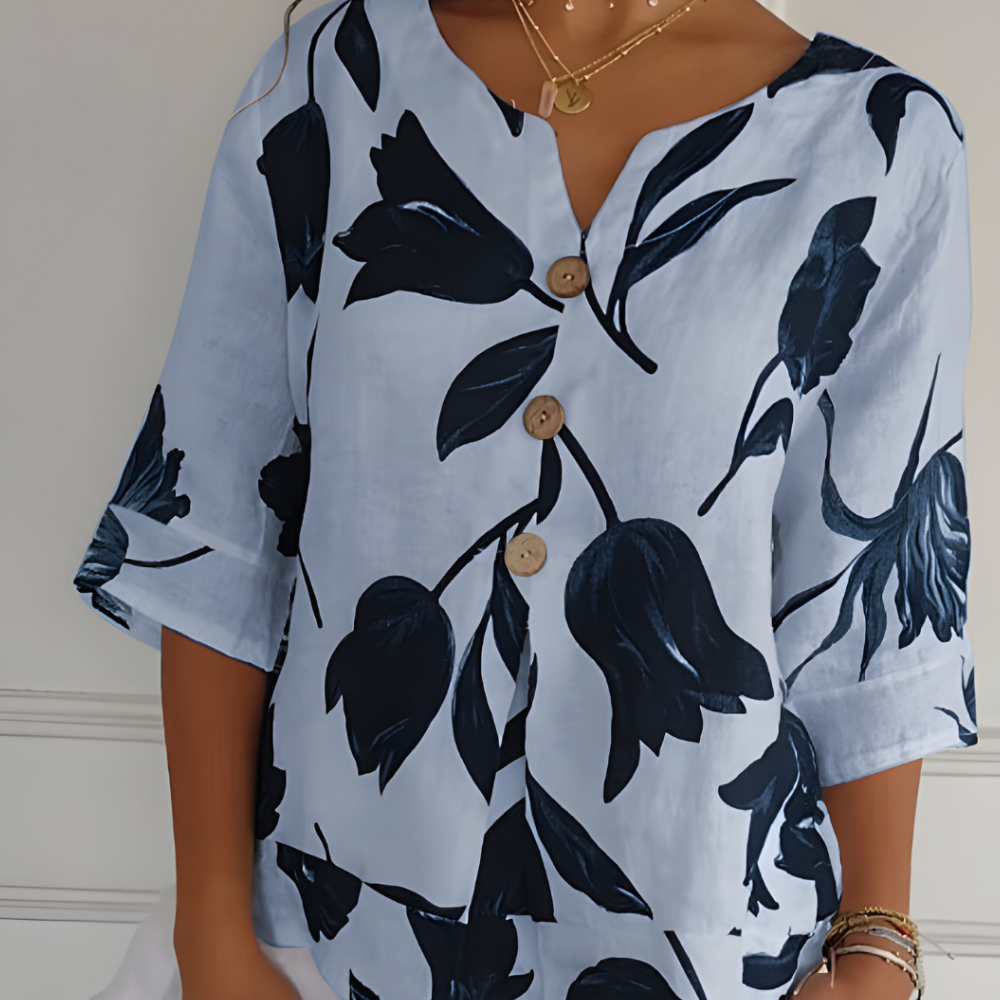 Isaleil Women’s Blouse – V-Neck Pleated Lightweight Breathable Casual Elegant Fit