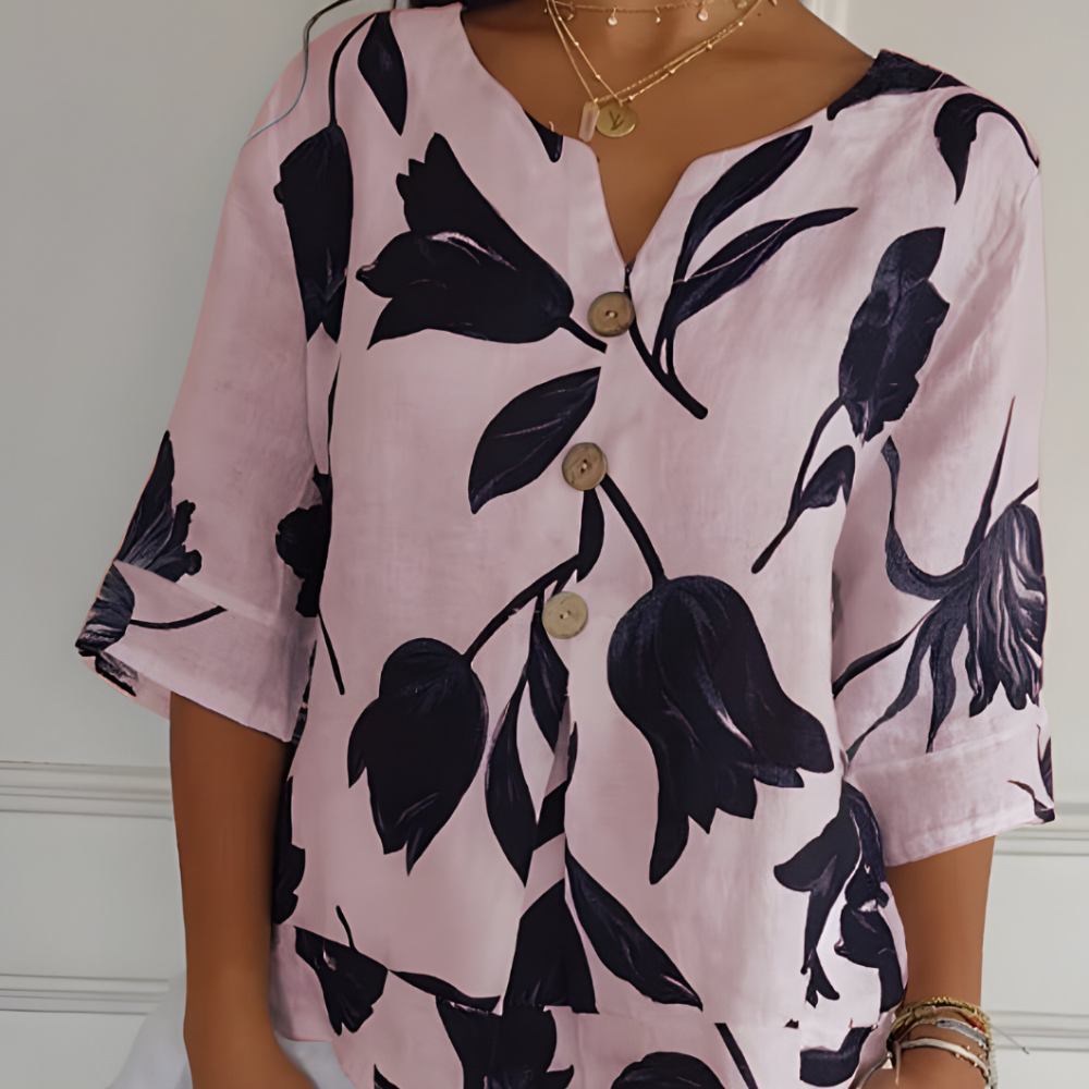 Isaleil Women’s Blouse – V-Neck Pleated Lightweight Breathable Casual Elegant Fit