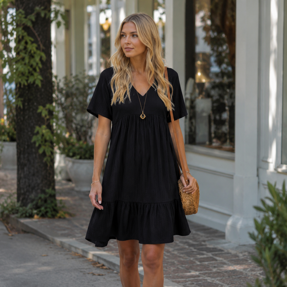Elsie Women’s Boho Midi Dress – V-Neck A-Line Lightweight Summer Casual Fit