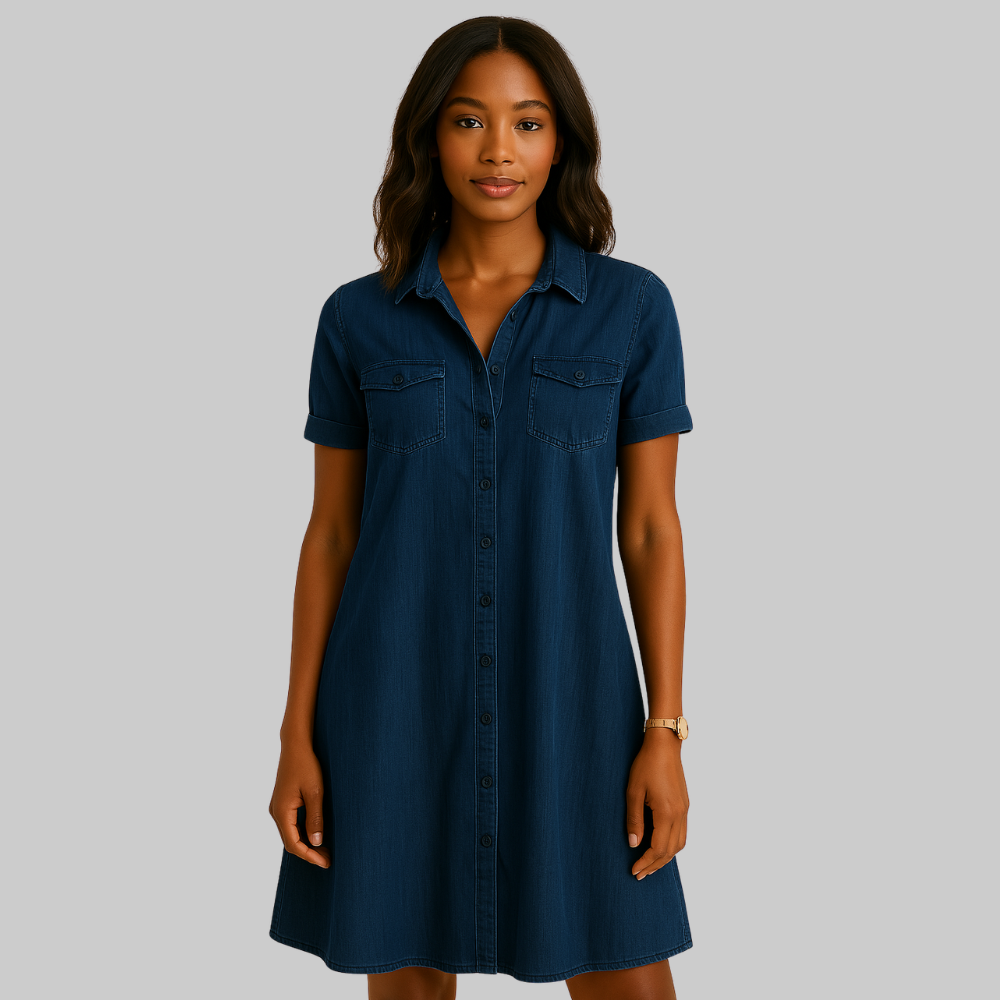 Jade Women’s Denim Dress – Button-Down Soft Denim Casual Chic Everyday Fit