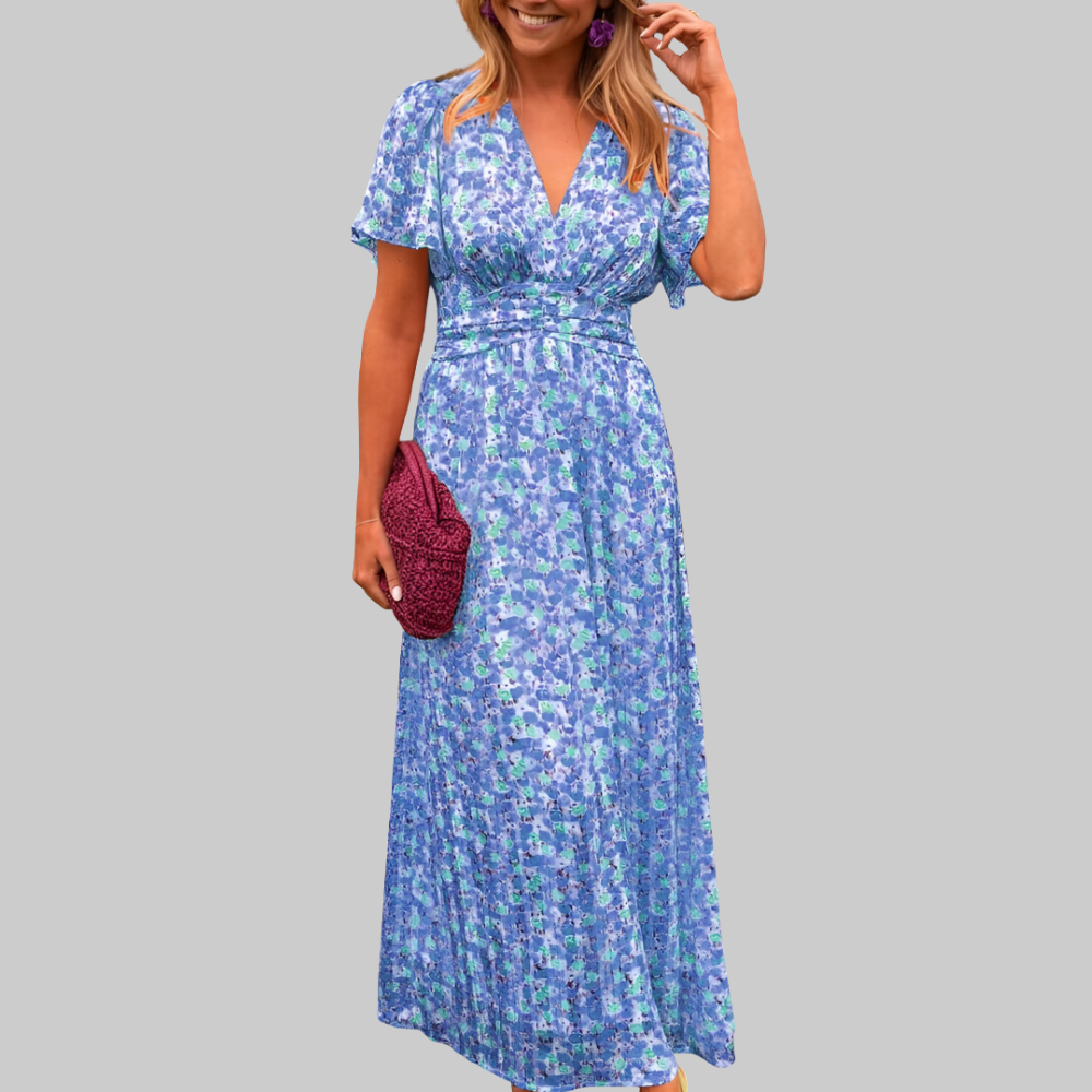 Anja Women’s Maxi Dress – V-Neck Flowing Elegant Evening Occasion Fit