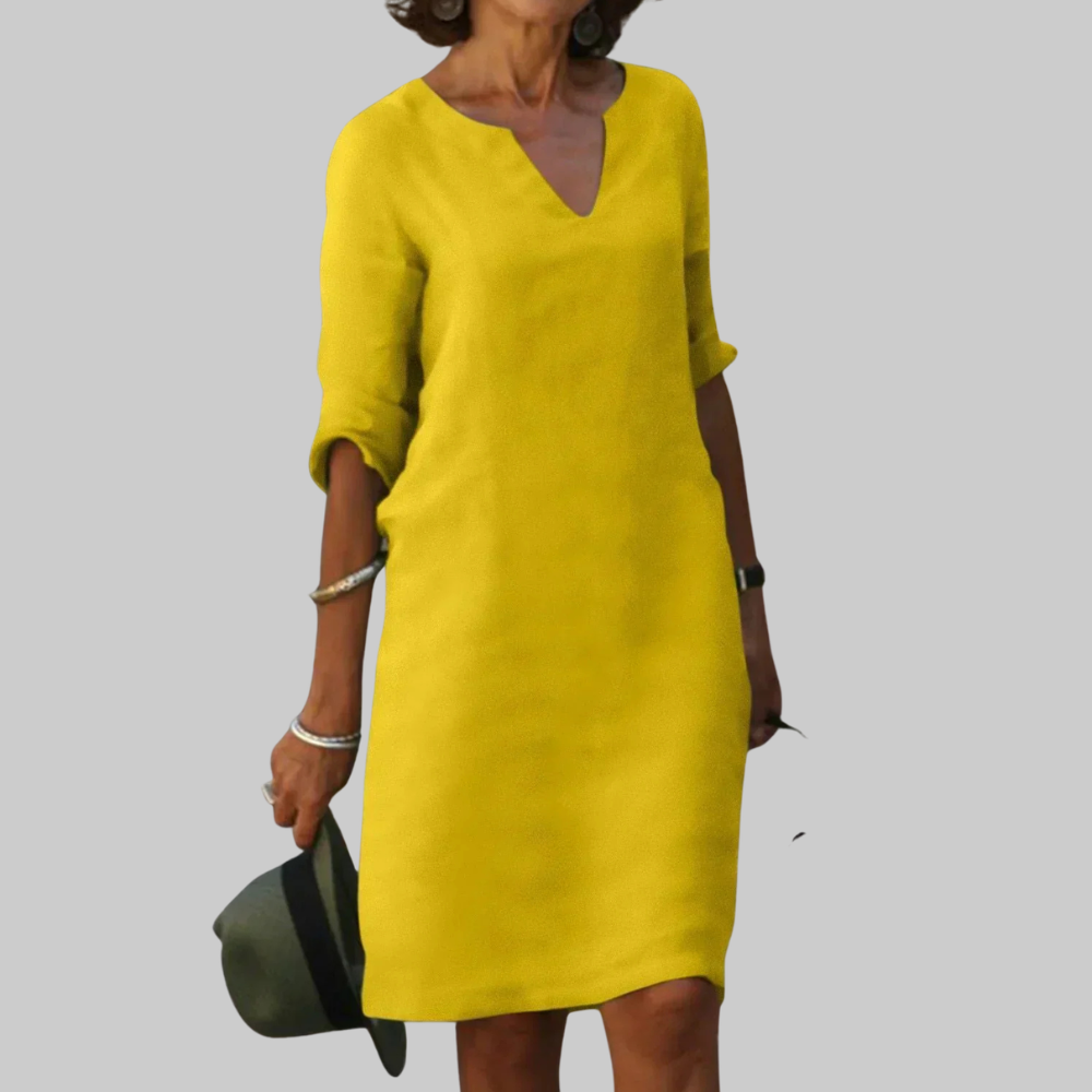 Irene Women’s Summer Dress – Flattering V-Neck Lightweight Elegant Casual Chic Fit