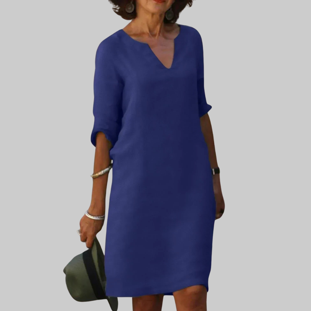 Irene Women’s Summer Dress – Flattering V-Neck Lightweight Elegant Casual Chic Fit