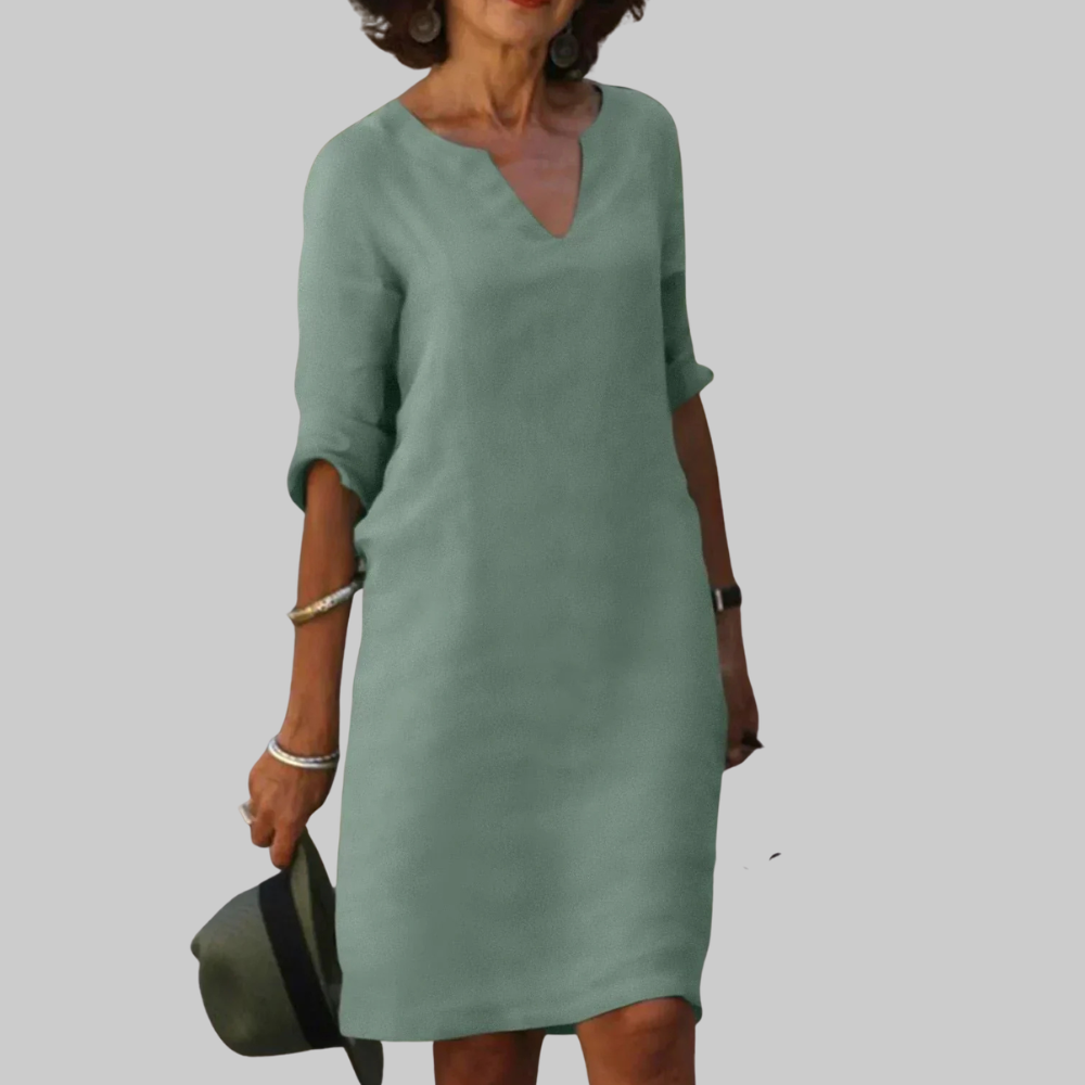 Irene Women’s Summer Dress – Flattering V-Neck Lightweight Elegant Casual Chic Fit